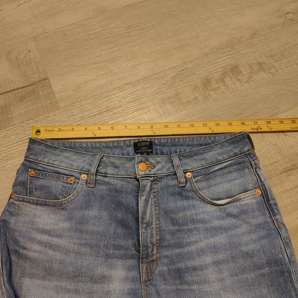 J.Crew Curvy Wide-Leg Crop Jeans Light Wash Raw Hem Denim Size 29 High Rise - Picture 3 of 8
